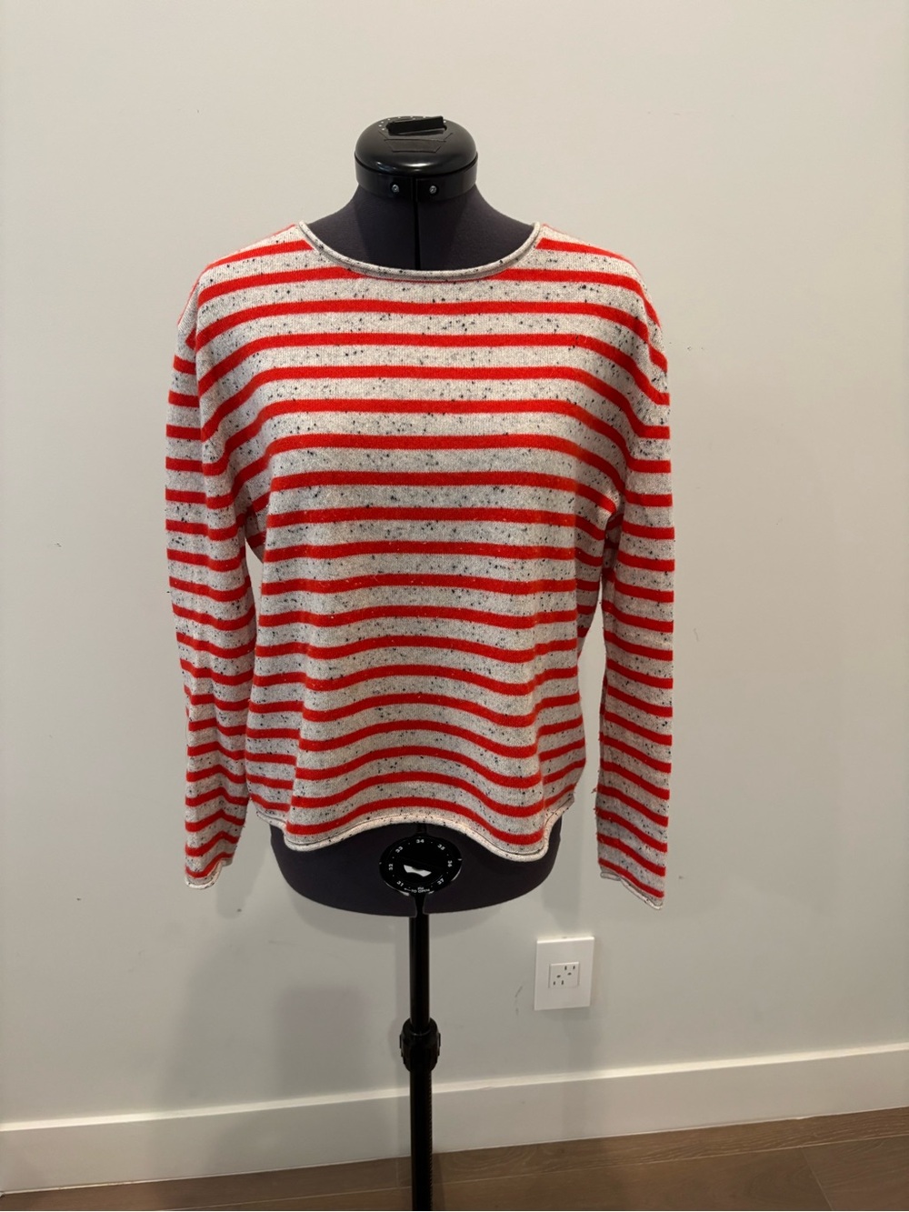 Striped Red and White Long-Sleeve Women's Top